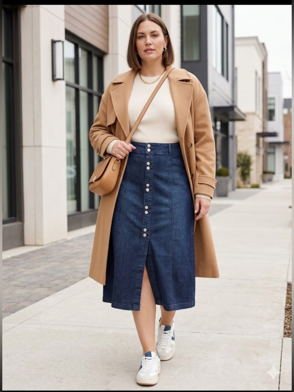 Style & Co. Dark Blue Denim Button-Front Midi Skirt